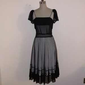 CHLOE black/white silk chiffon lace beaded dress 4